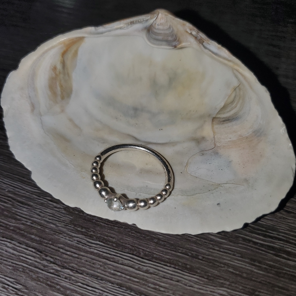 March Aqua Blue Beaded Ring Pandora